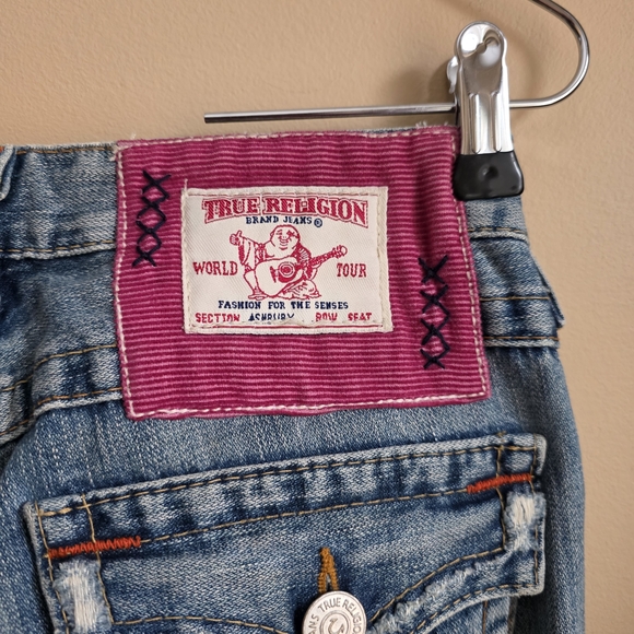 RARE Vintage Y2K True Religion Ashbury Patchwork Flare Jeans Sz 27 Women's - Picture 15 of 16